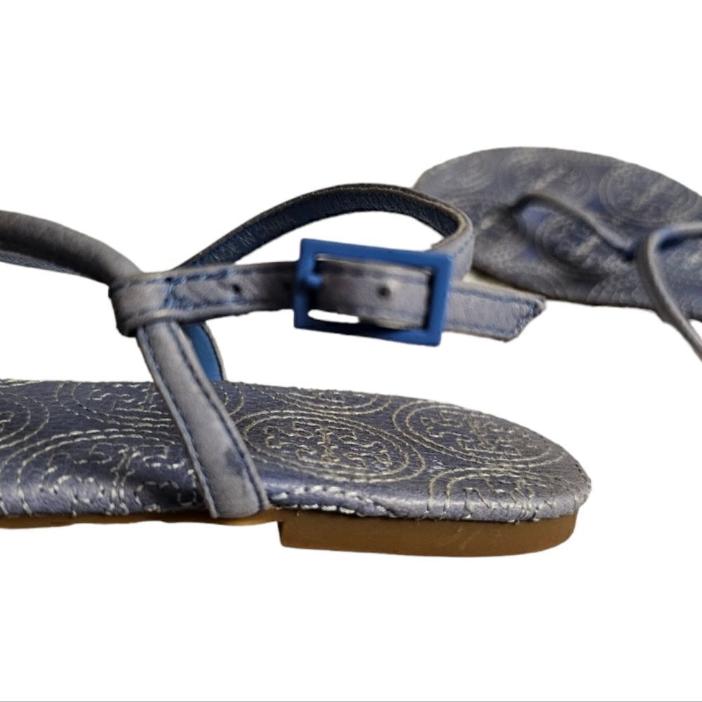 TORY BURCH Emmy Stitched Thong Sandal Light Blue Leather - Size 6 1/2 - Picture 7 of 8